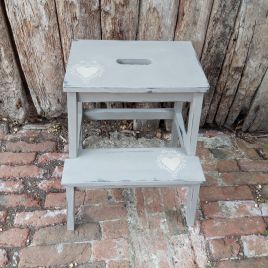 Painted Grey Wooden Stool