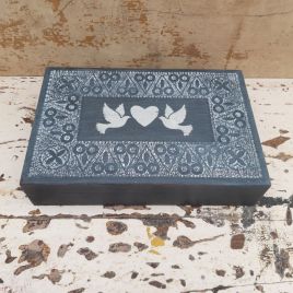 Painted Black Box With Dove Stencil