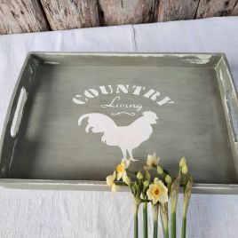 Painted Wooden Green Tray