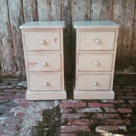 Hand Painted Pair Of Pine Bedside Drawers