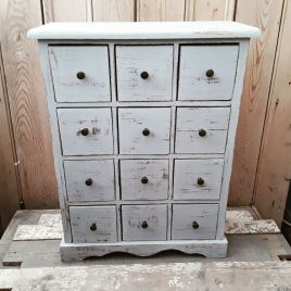 Grey Painted Wooden Grey Set Of Drawers