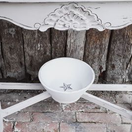 Painted White Wooden Star Bowl