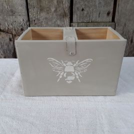 Handpainted Pine Beige Box With A Bee Stencil
