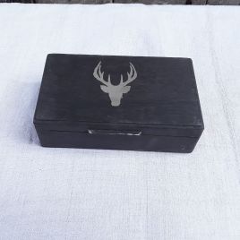 Graphite Painted Box With Stag  Head Stencil