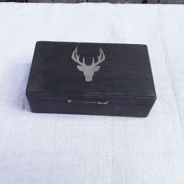 Graphite Painted Box With Stag  Head Stencil