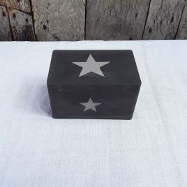Black Wooden Box With Star Stencils
