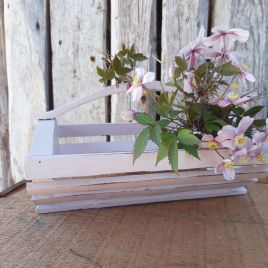 A Painted Wooden Pink Trug