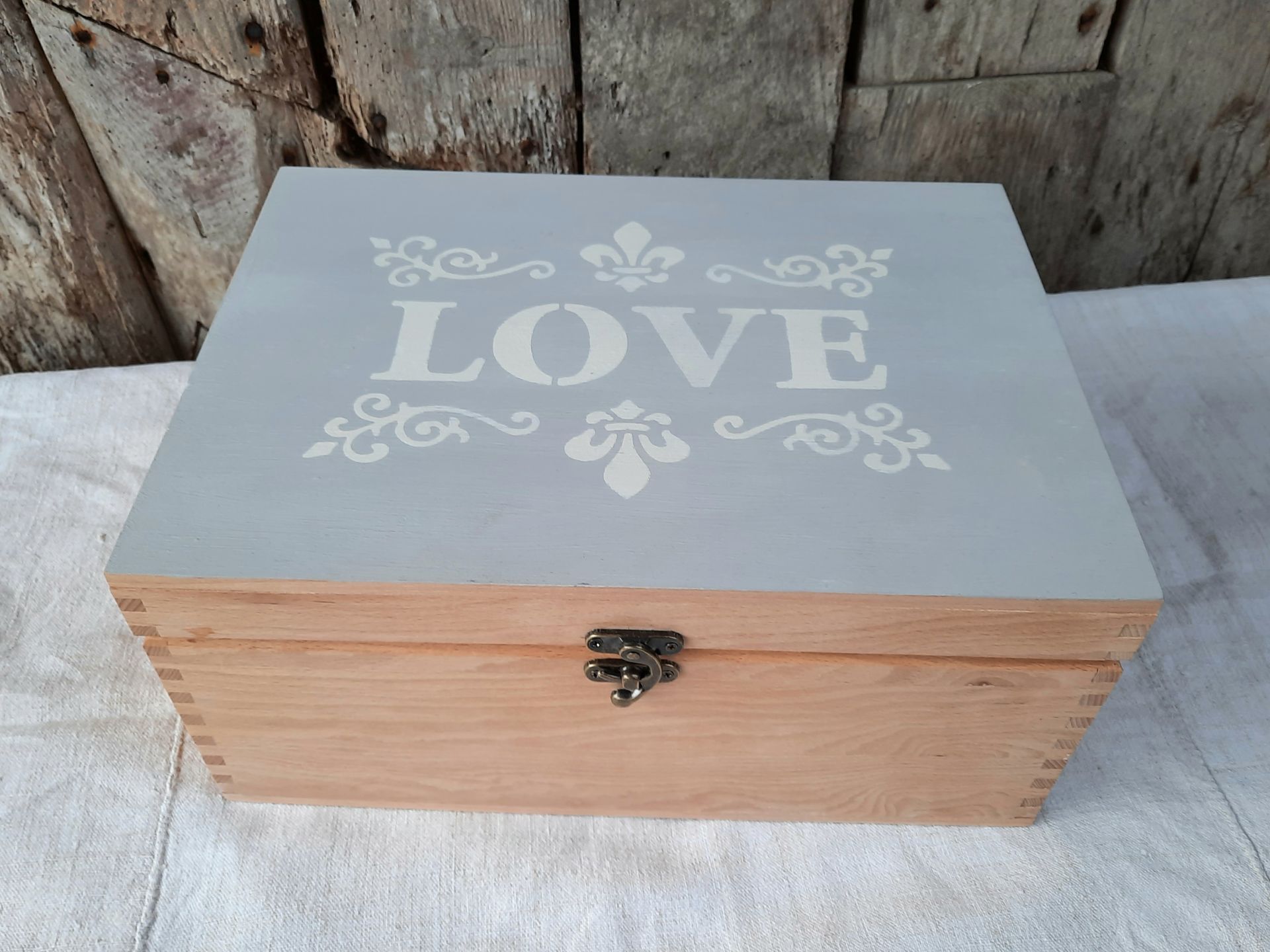 Grey wooden trunk sale