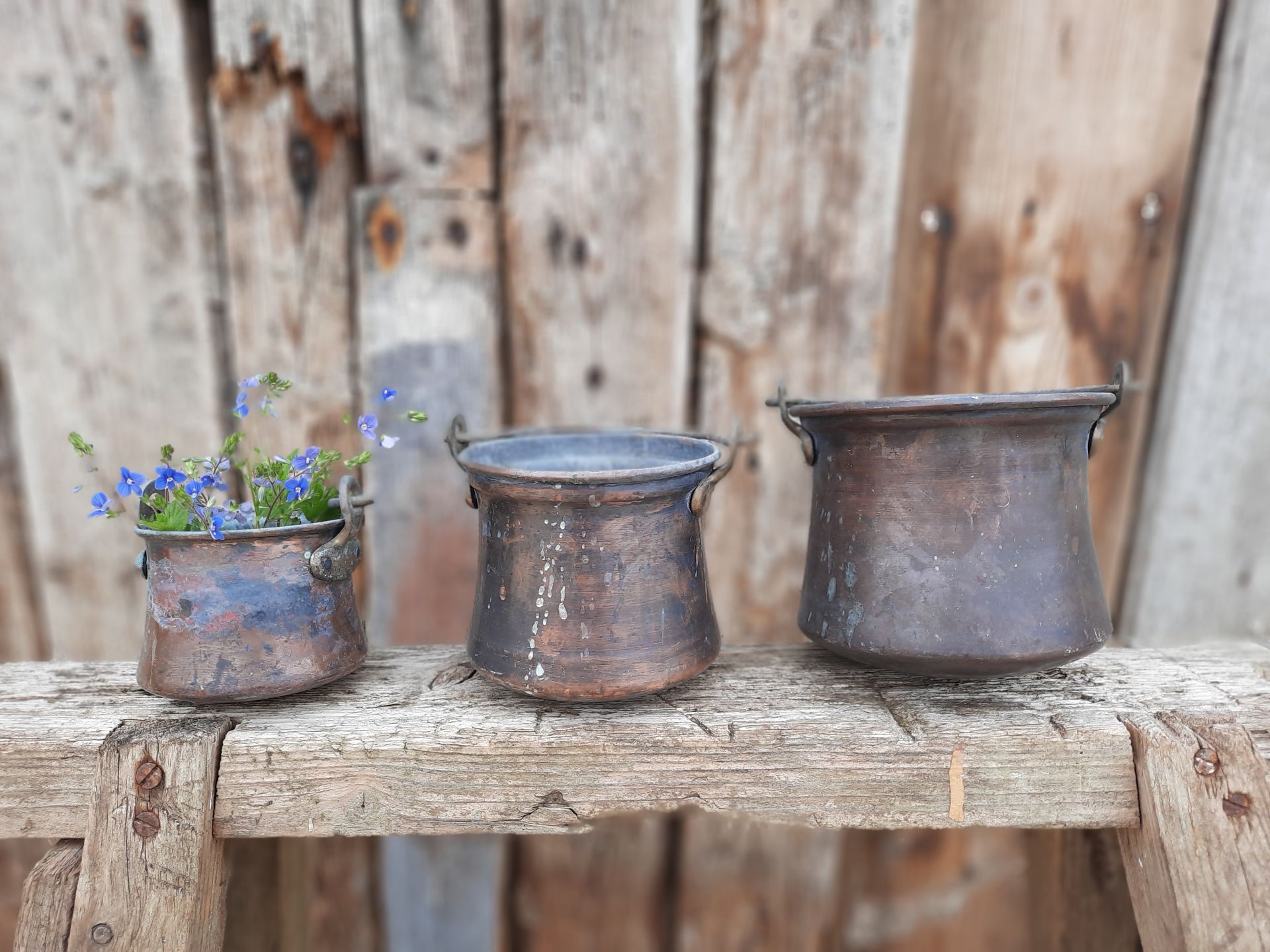Set Of Three Copper Pots for Sale Home Accessories Trunk Vintage