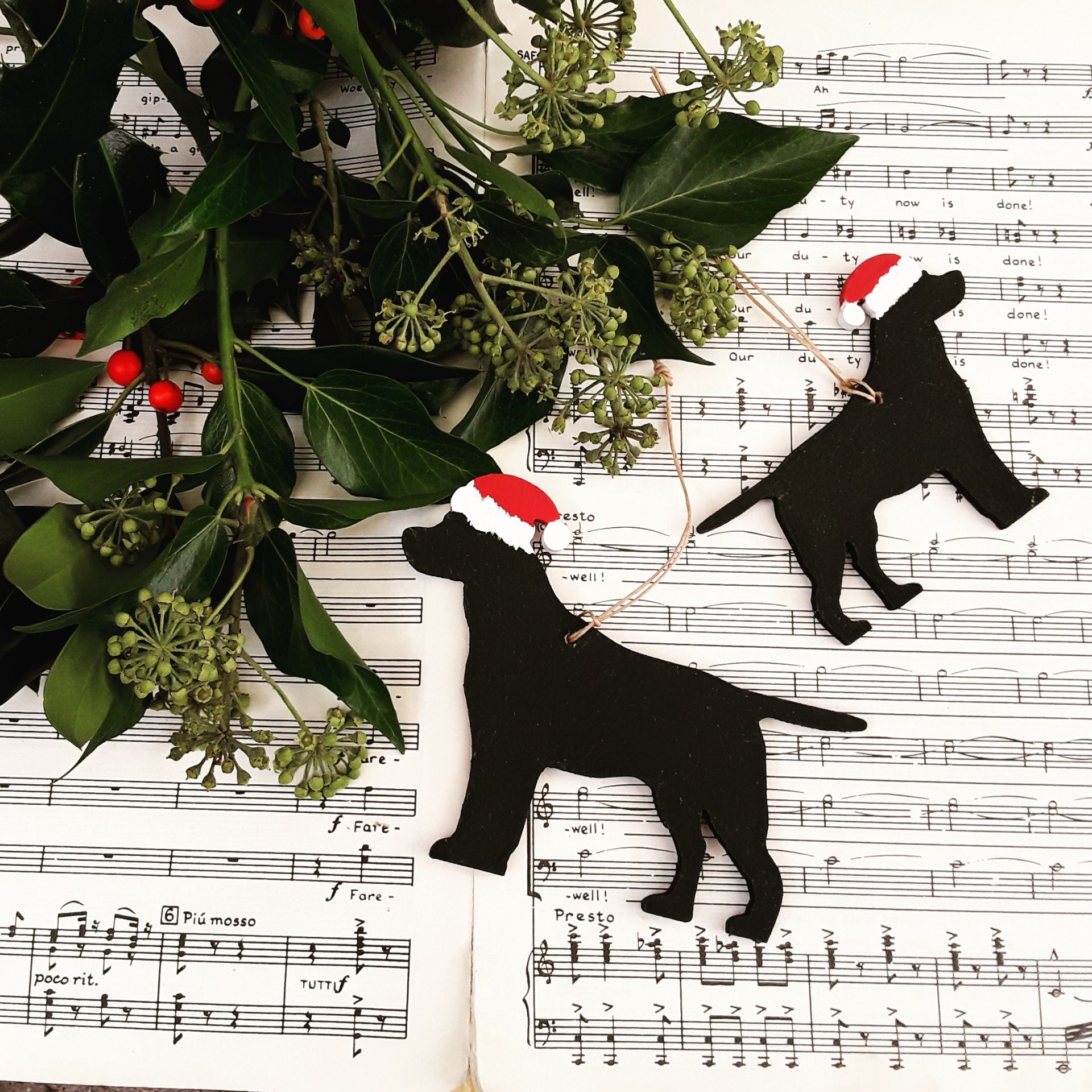 Hanging Standing Labrador Christmas Decoration for Sale Hand Painted Wooden Animals Trunk Vintage Furniture