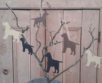 Collection of Handpainted Wooden Hanging Dogs