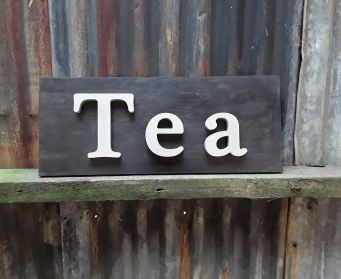 Tea Sign Graphite and White