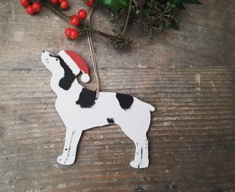 Christmas Handpainted Wooden Hanging Spaniel Decoration
