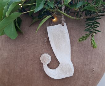 Hanging Elves Boot Decorations Antique White