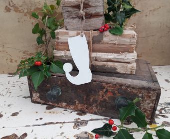 Hanging Elves Boot Decorations  White