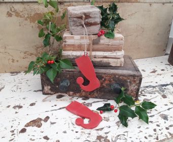 Hanging Elves Boot Decorations Red