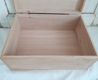 Wooden Box With Painted Grey Lid