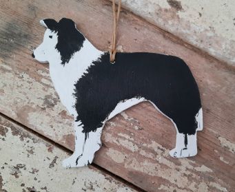 Handpainted Wooden Hanging Collie