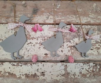 Handpainted Hanging Wooden Goose Decoration