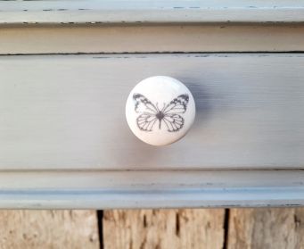 Painted Grey Mirror With Shelf