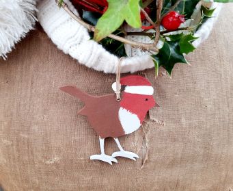 Hand Painted  Wooden Robin