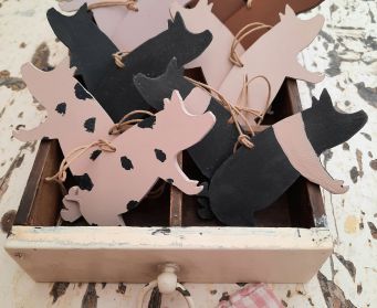 Handpainted Hanging Wooden Piggy Decoration