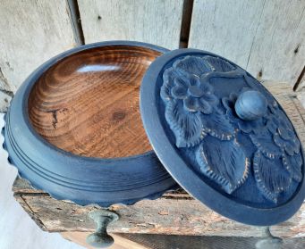 Painted Wooden Blue Bowl