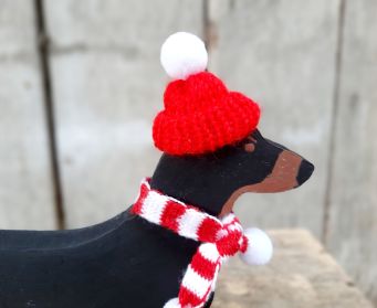 Painted Wooden Christmas Black & Tan Dachshund