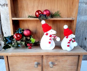 Painted Wooden Christmas Mouse Decoration