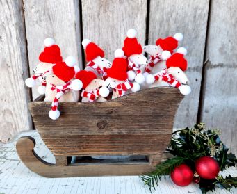 Painted Wooden Christmas Mouse Decoration