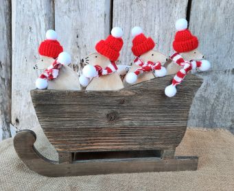 Painted Wooden Christmas Mouse Decoration