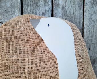 Large White Wooden Goose With Grey Beak