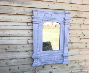 Large Painted Grey Wooden Mirror