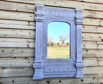 Large Painted Grey Wooden Mirror