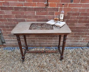 Painted Table With Original Caster Wheels