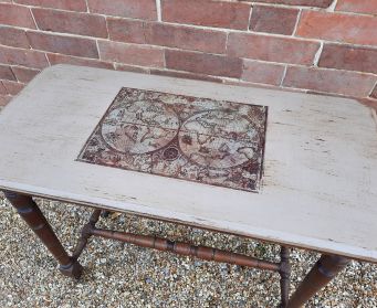 Painted Table With Original Caster Wheels