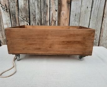 Large Wooden Open Box On Wheels