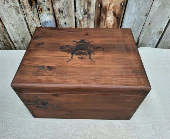 Large Wooden Box With Bee Design