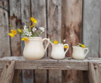 Trio Of Pale Yellow Jugs