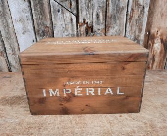 Large Wooden Box With Champagne Stencil