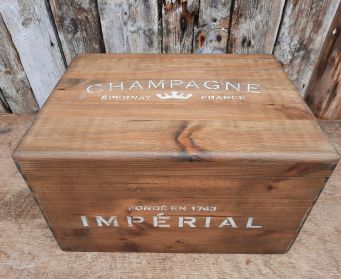 Large Wooden Box With Champagne Stencil