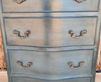 Painted Wooden Teal Chest Of Drawers