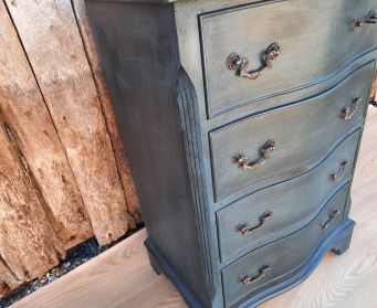 Painted Wooden Teal Chest Of Drawers