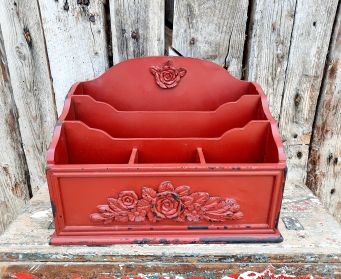 Red Wooden Letter Rack