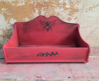 Painted Red  Wooden Desk Tidy