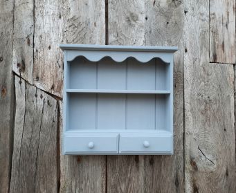 Painted Grey Pine Shelves With Drawers
