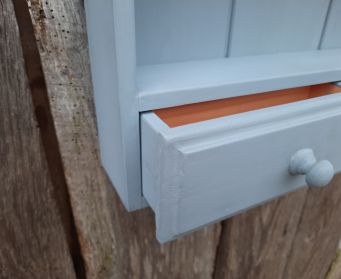 Painted Grey Pine Shelves With Drawers