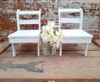 A Pair Of Little Painted White Chairs