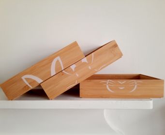 Trio Of Pink Stacking Bunny Faces Boxes