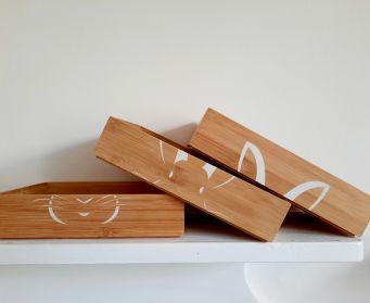 Trio Of White Stacking Bunny Faces Boxes